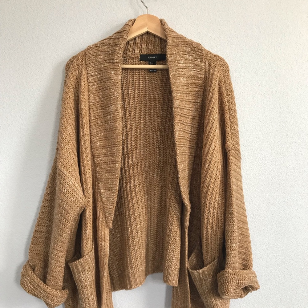 Oversized taupe cardigan